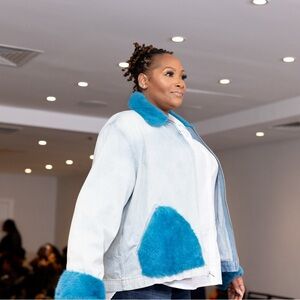 Women's Blue Denim and Mink Jacket